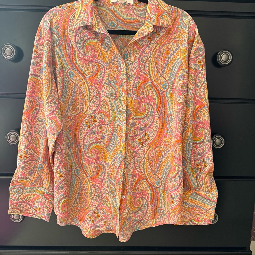 Big Hit Colorful Paisley Button-Up Shirt Sz M. NWOT